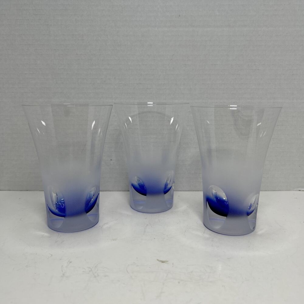 Block Crystal RAINY DAY Cobalt Blue Tall Highball Drinking Glass Qty 3